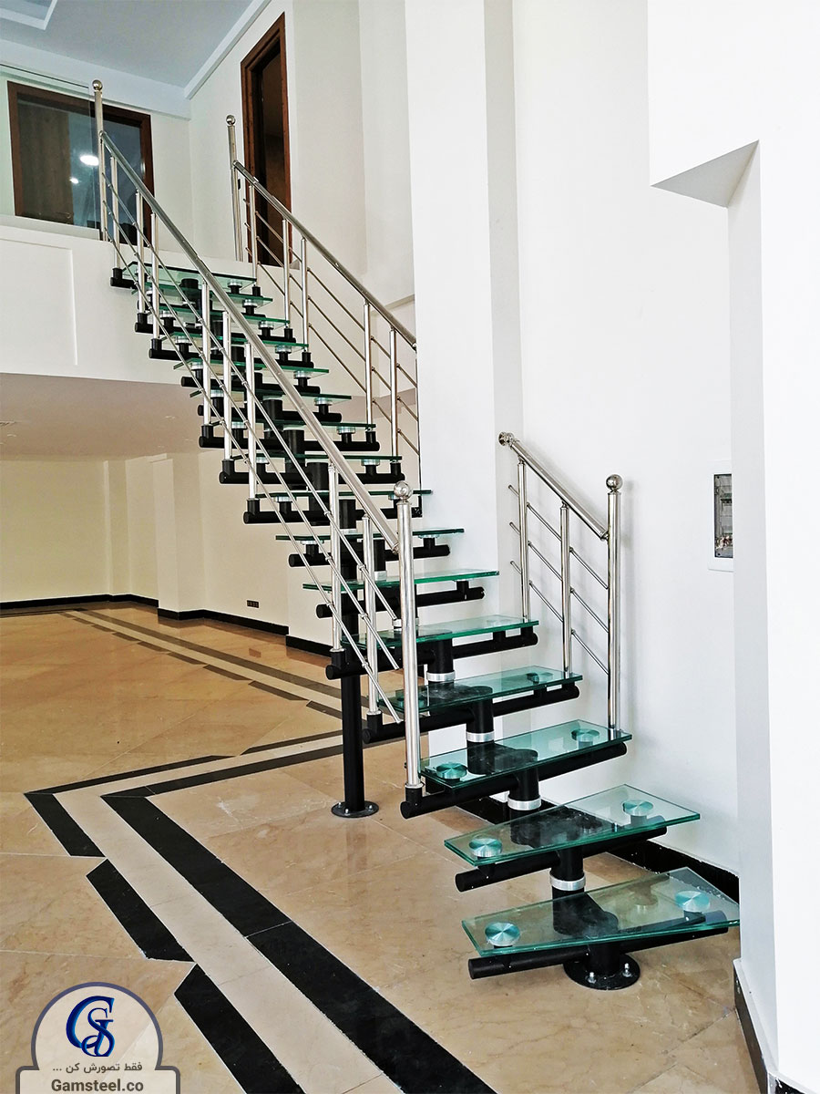 پله پیش ساخته شیشه استیل