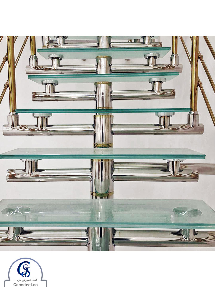 پله پیش ساخته شیشه ایی استیل