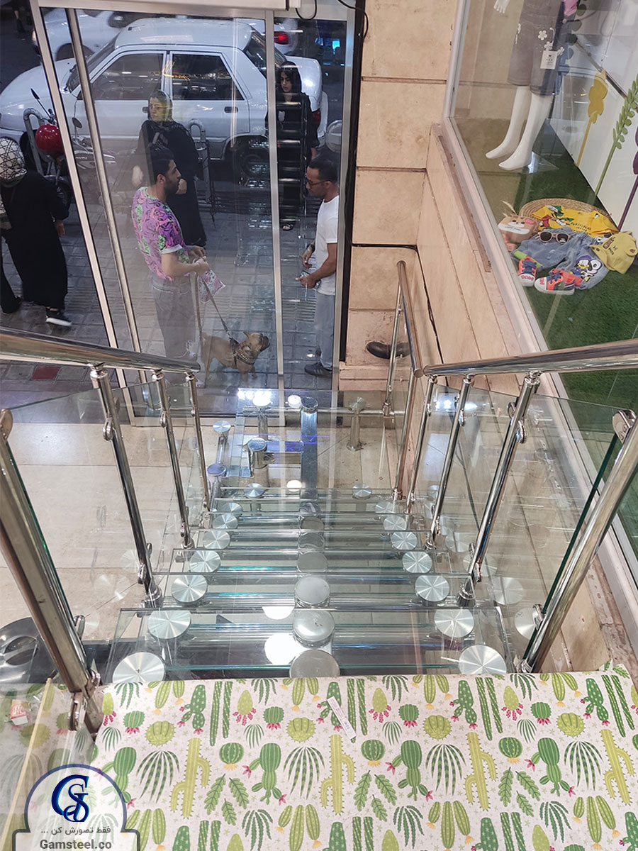 پله پیش ساخته شیشه ایی استیل