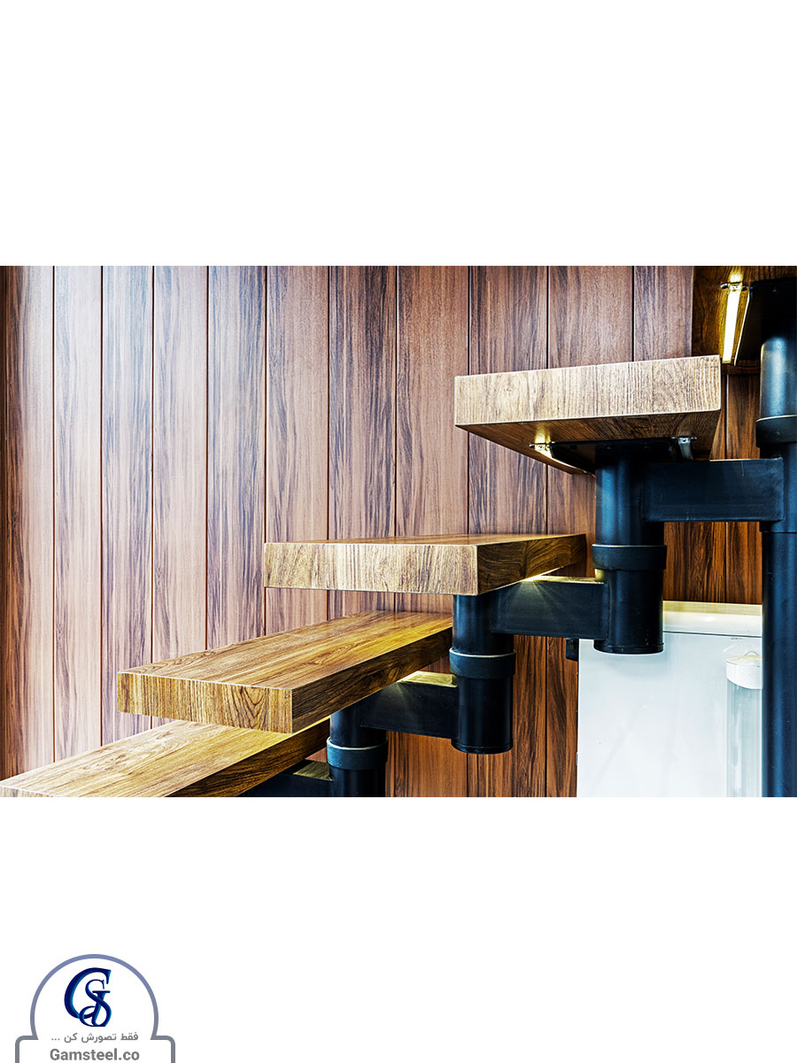 پله پیش ساخته چوب و فولادی