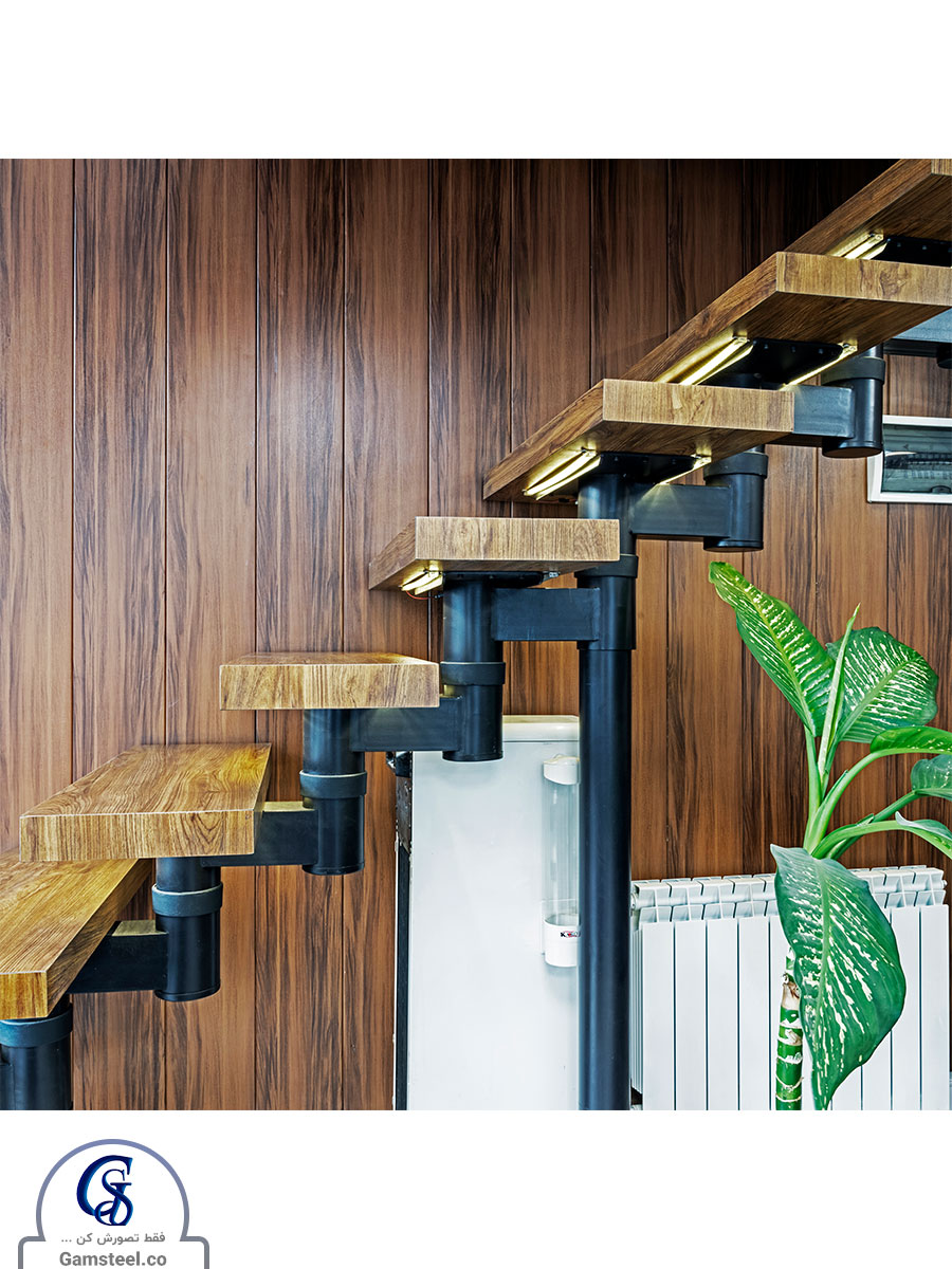 پله پیش ساخته چوب و فولادی